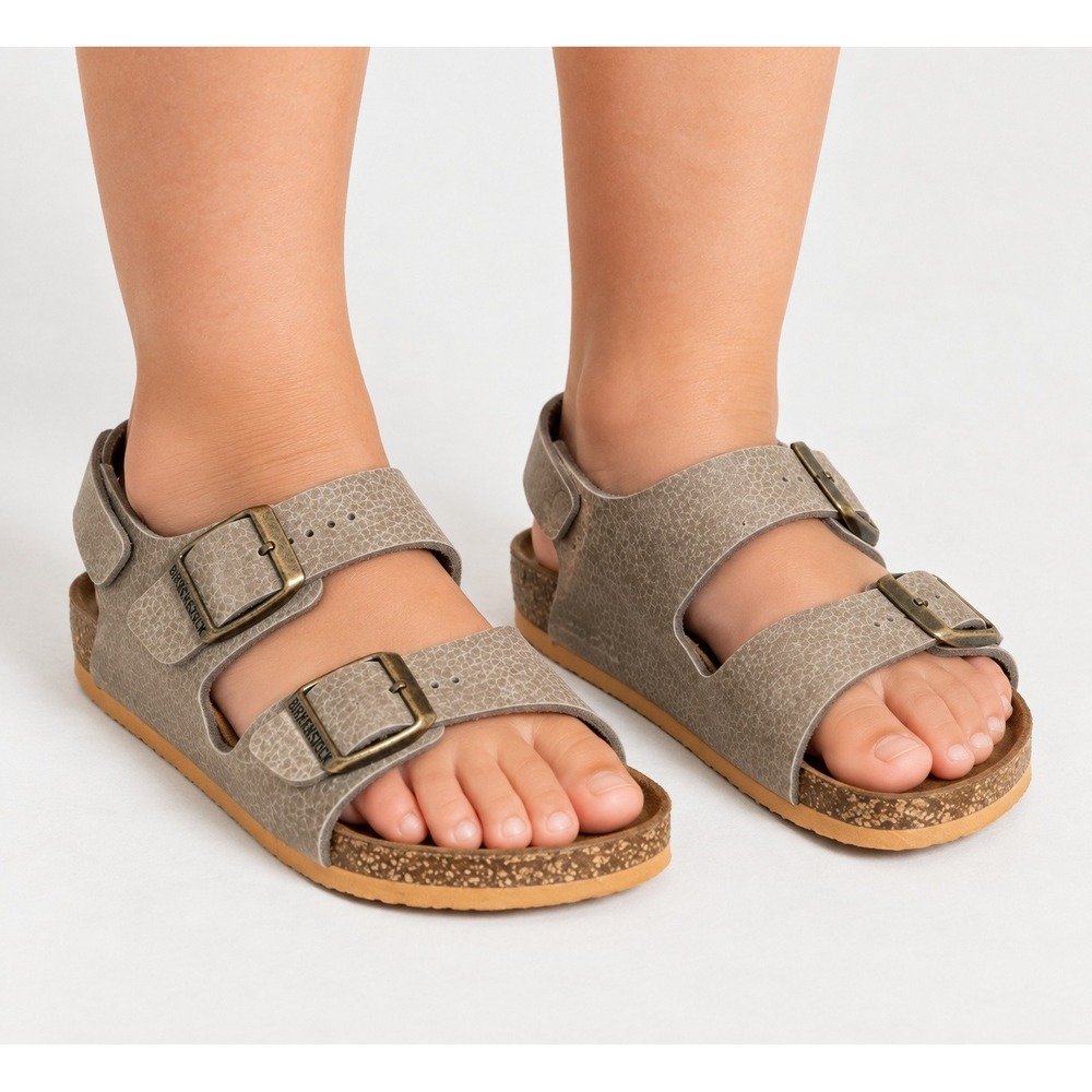 Birkenstock Kids Milano Sandals Gray Stone Ankle Buckle Size 31 US 13.5